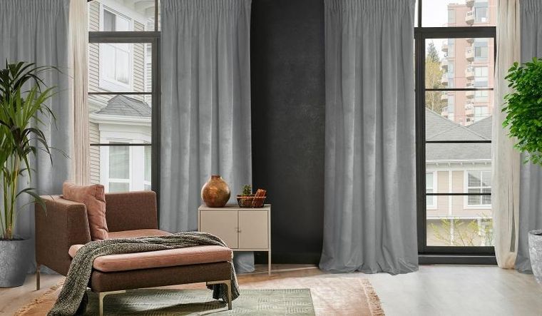 Eurofirany, zasłona zaciemniająca gotowa, na taśmie, Rosa, 140-270 cm, szary