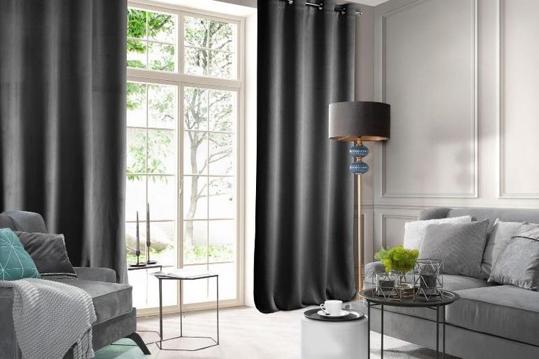 Eurofirany, zasłona zaciemniająca gotowa, Rosa, 140-250 cm, czarny