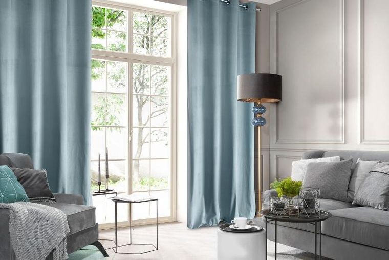 Eurofirany, zasłona zaciemniająca gotowa, Rosa, 140-250 cm, morski