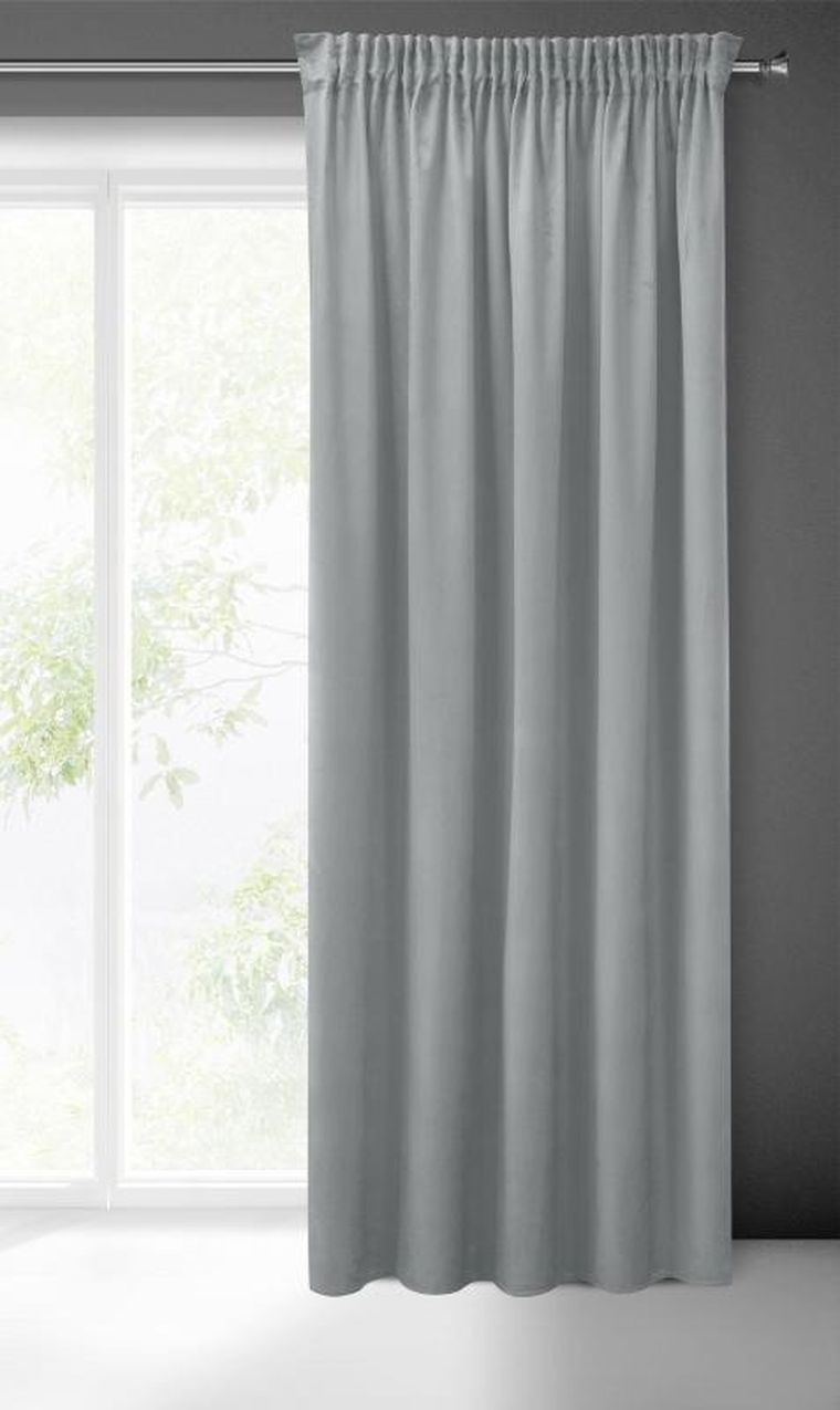 Eurofirany, zasłona zaciemniająca gotowa, Sibel, na taśmie, 140-270 cm, szary