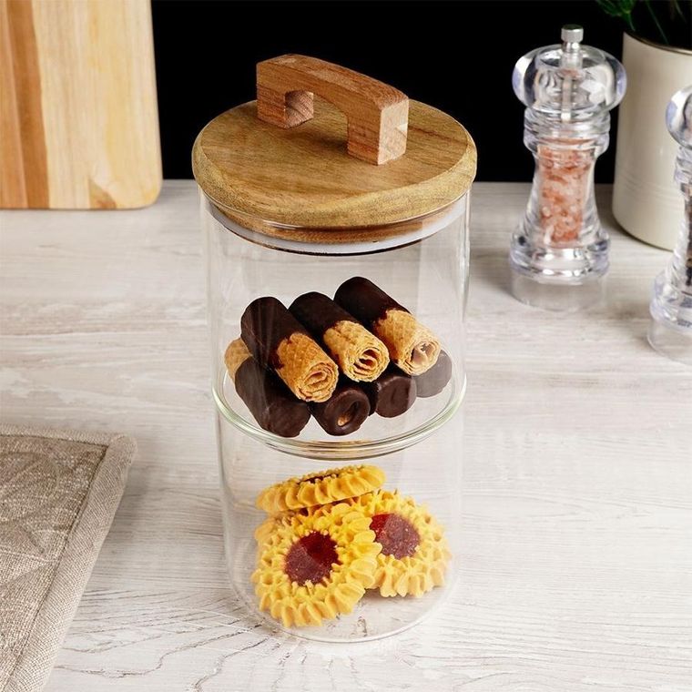 Excellent Houseware, pojemnik kuchenny, szklany z uszczelką i pokrywką, 600 ml