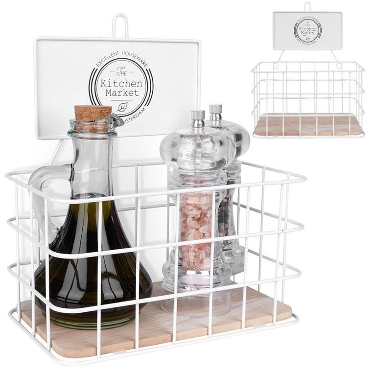 Excellent Houseware, półka kuchenna, metalowa biała, 21-12.5-24 cm