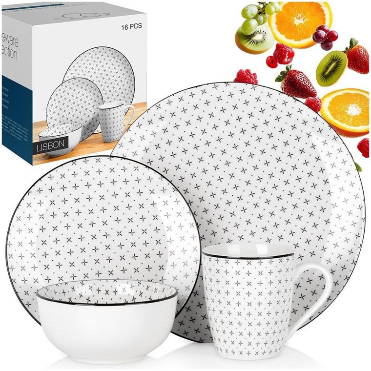 Excellent Houseware, serwis obiadowy, porcelanowy, 16 elementów