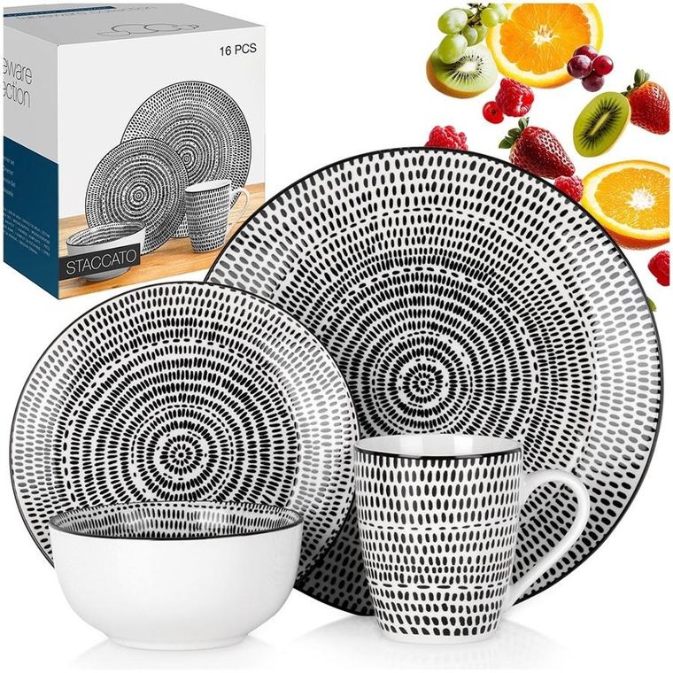 Excellent Houseware, serwis obiadowy, porcelanowy, 16 elementów