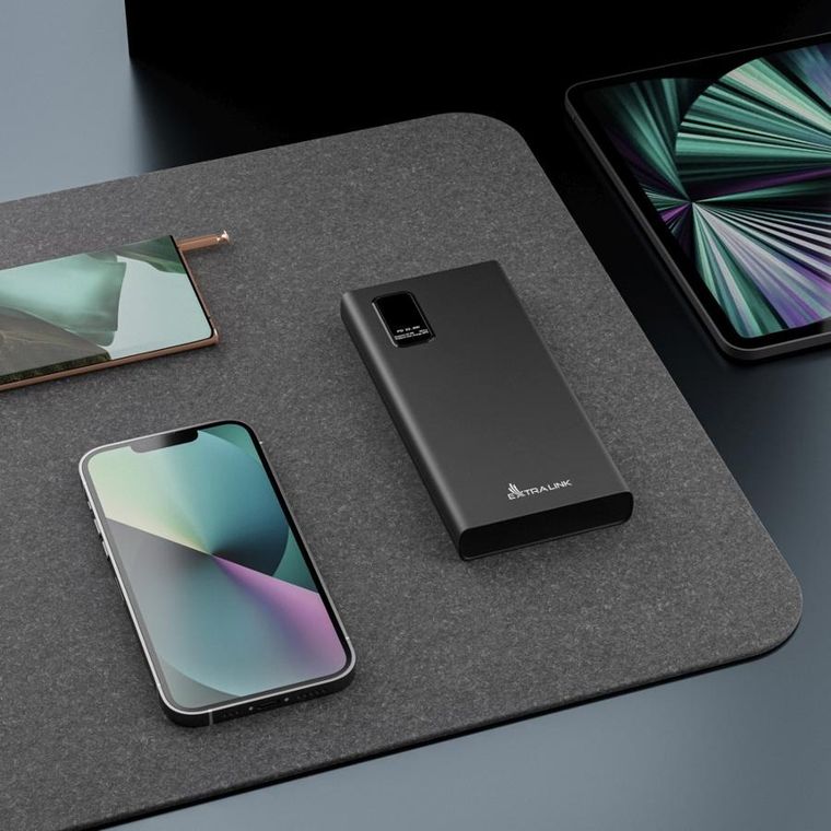 Extralink, EPB-067B 10000mAh, powerbank, fast charging, USB-C, czarny