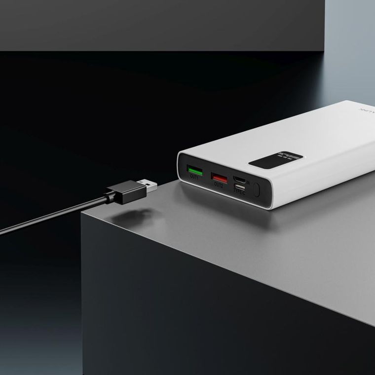 Extralink, EPB-067W 10000mAh, powerbank, fast charging, USB-C, biały