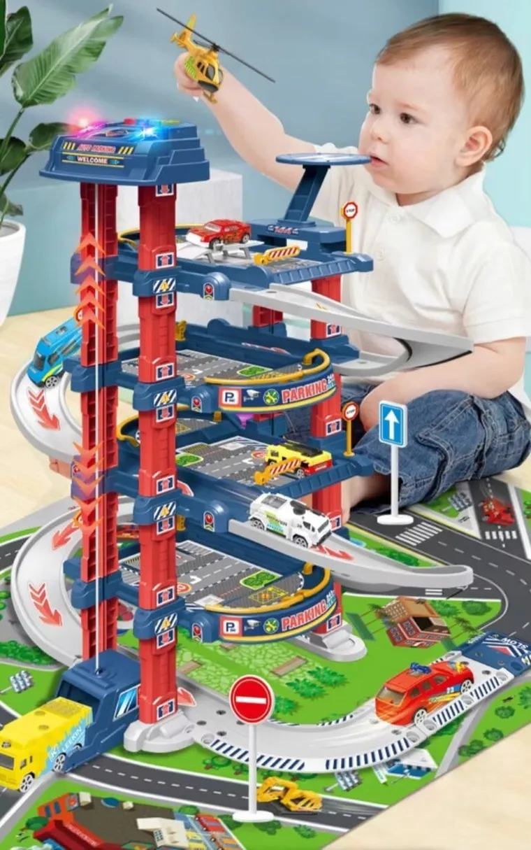 Extralink, Kids, garaż samochodowy z elektryczną widną, zestaw z pojazdami