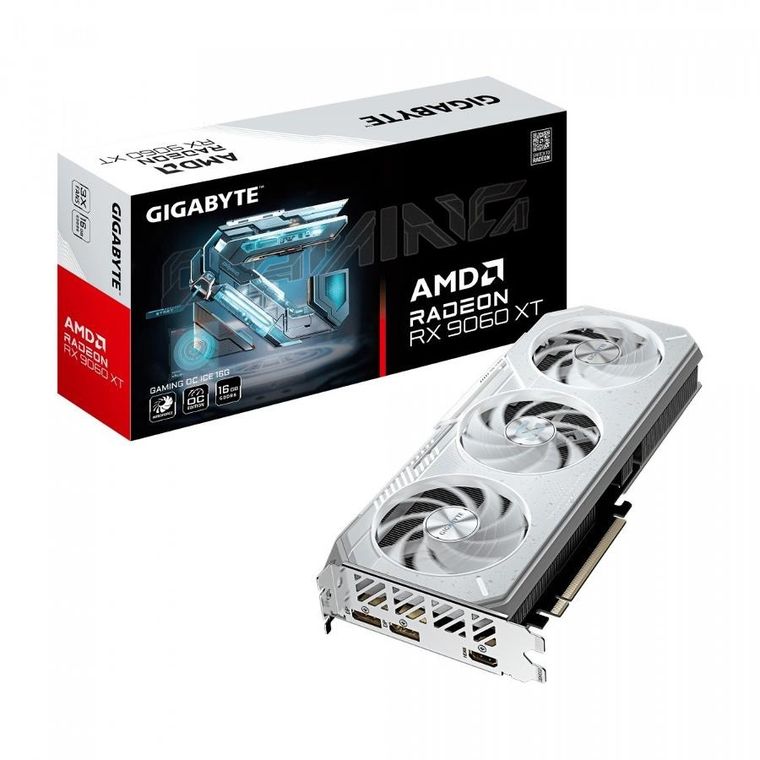 Gigabyte, Radeon RX 9060XT GAMING OC WHITE 16GB GDDR6 128bit, karta graficzna, HDMI/2DP