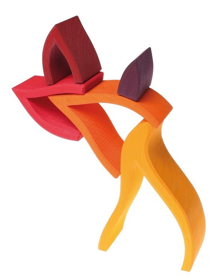 Grimm's, Ogień, układanka drewniana, czerwona, 1+