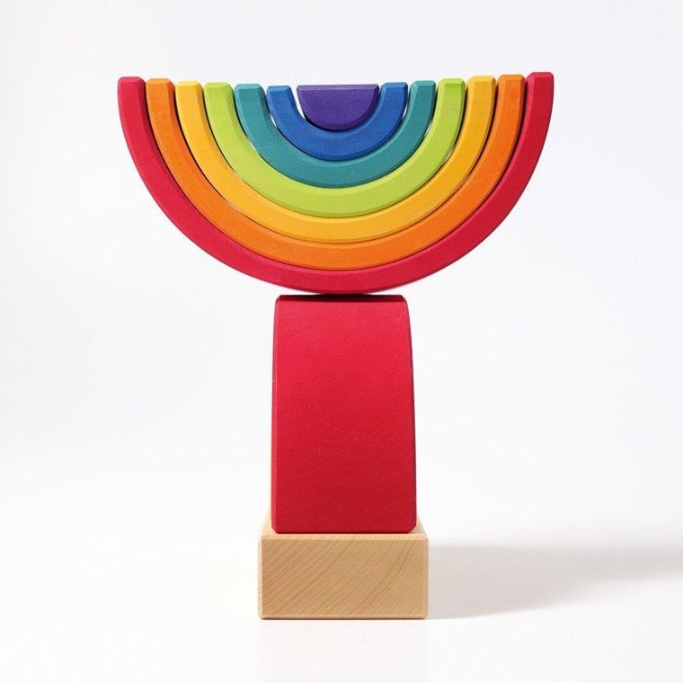 Grimm's, Wieża z 2 tęczy, drewniana układanka, kolorowa, 1+