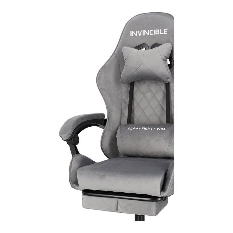 HaloFuture, fotel gamingowy, z podnóżkiem, szary