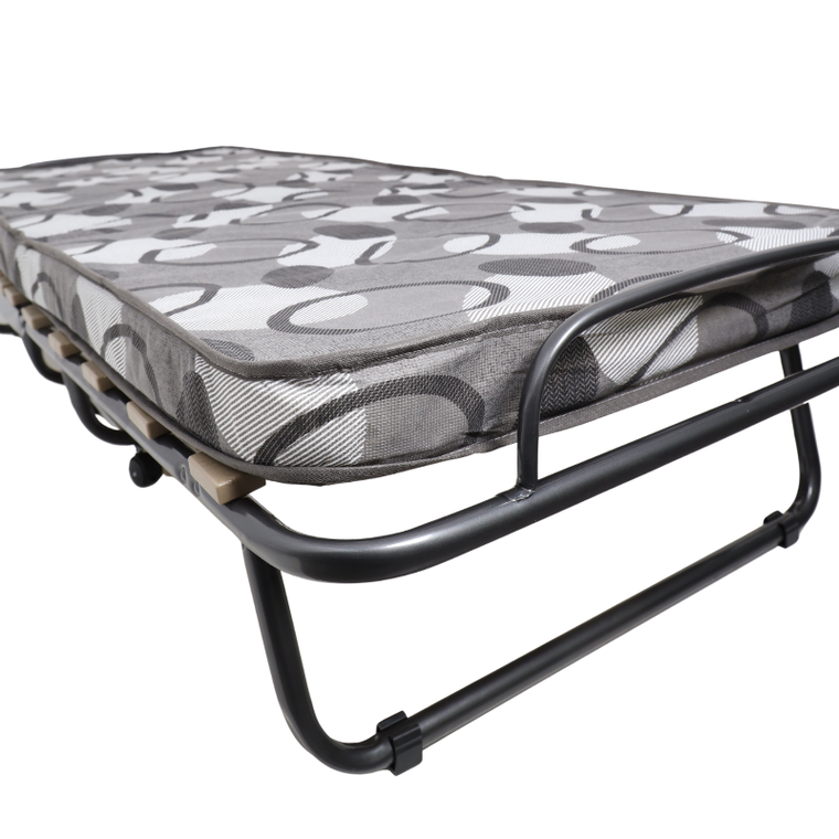 HaloFuture, łóżko gościnne, turystyczne, składane z materacem i kółkami, szary, 80-190 cm