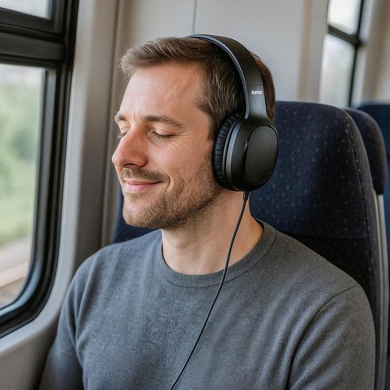 Hama, Fun C, słuchawki przewodowe, nauszne, z mikrofonem, USB‑C, czarne