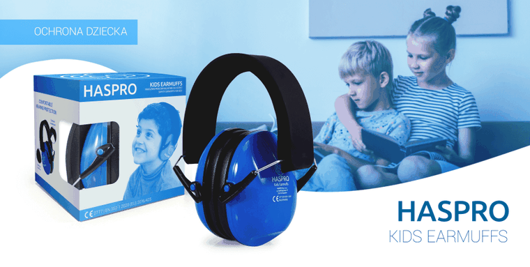 Haspro, nauszniki ochronne, przeciwhałasowe dla dzieci, niebieskie, 4l+