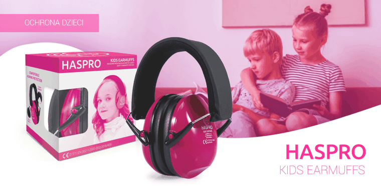 Haspro, nauszniki ochronne, przeciwhałasowe dla dzieci, różowe, 4l+