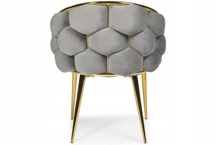 Hedo, Glamour, krzesło welurowe, złote nogi, szare