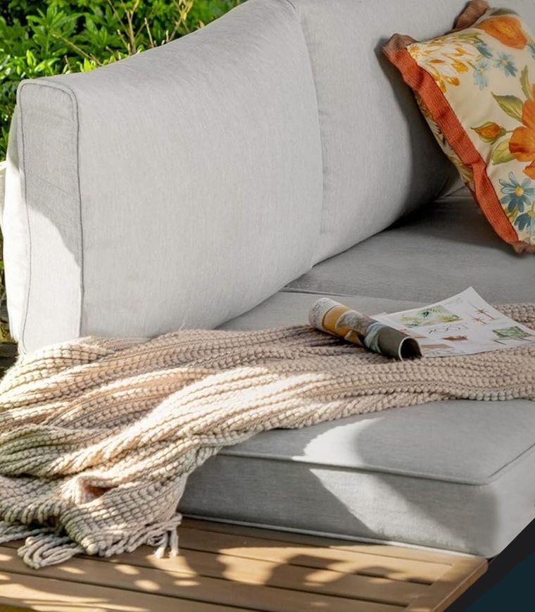 Hedo, narożnik ogrodowy na taras ze stolikiem i poduszkami, 6 osobowy