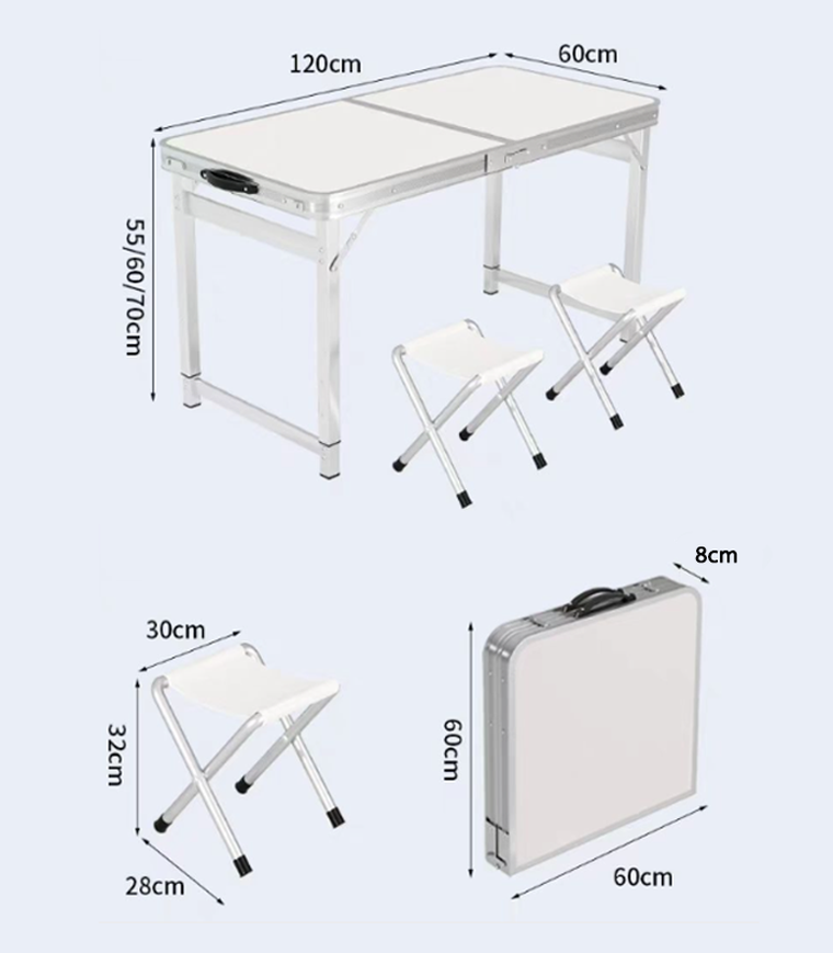 Hedo, zestaw stół turystyczny i 4 krzesła, składany w walizkę, 5w1, brązowy