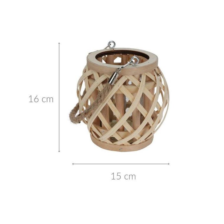Home Styling Collection, lampion, bambusowy z jutowym uchwytem, naturalny