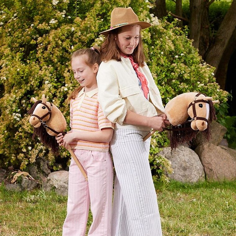 Hoppihorse, Hobby Horse, konik na kiju, A3, długowłosy, beżowy