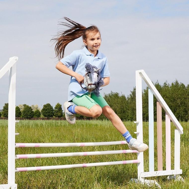 Hoppihorse, Hobby Horse, konik na kiju, A4, długowłosy, szary