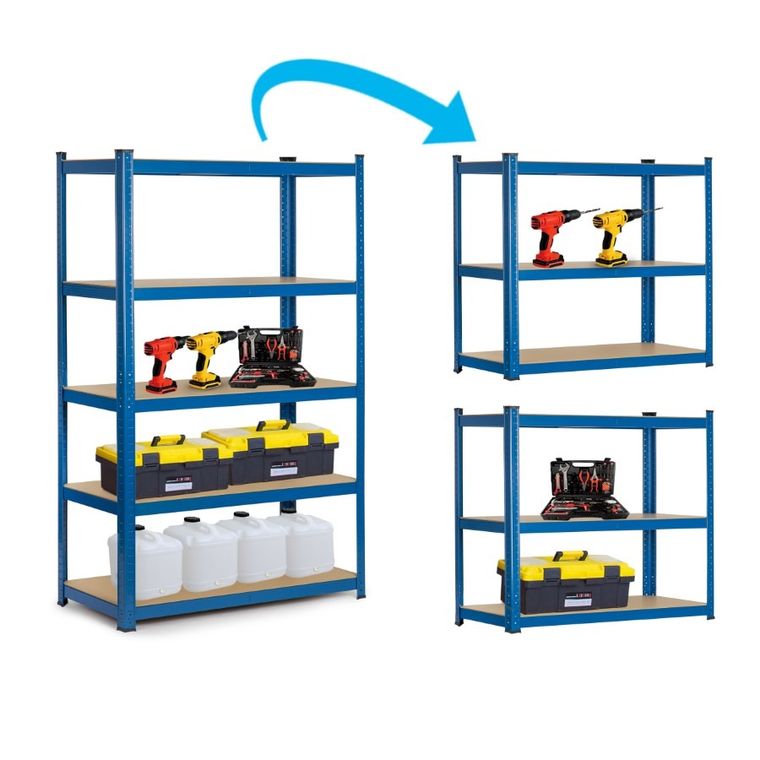 Humberg, regał metalowy, magazynowy, 2w1, 150-75-30 cm, 625 kg