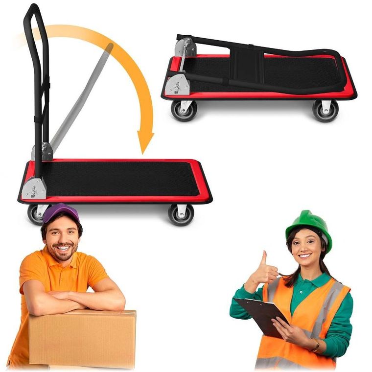 Humberg, wózek transportowy platformowy, czarno-czerwony