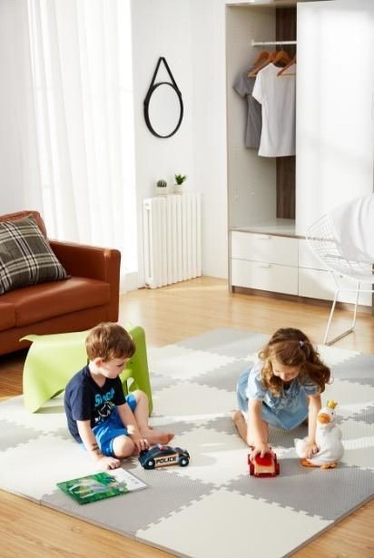 Humbi, mata piankowa, puzzle, kremowo-szara, 62-62-1 cm, 4 szt.