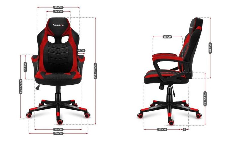 Huzaro, Force 2.5, fotel gamingowy, Red Mesh