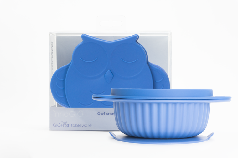 InnoGIO, GIOfresh, Sówka, silikonowa miseczka z pokrywką, niebieska