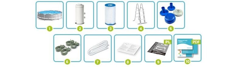 Intex, basen ogrodowy stelażowy, zestaw 4w1, 366-99 cm