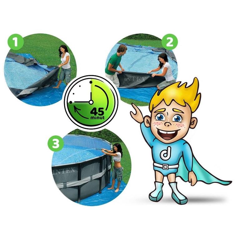Intex, basen stelażowy z pompą filtrującą i akcesoriami, okrągły, 122-488 cm, zestaw 10w1