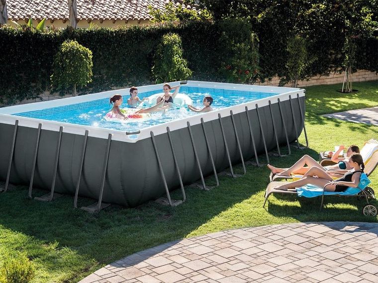 Intex, basen stelażowy z pompą filtrującą i akcesoriami, prostokątny, 732-366-132 cm, zestaw 8w1