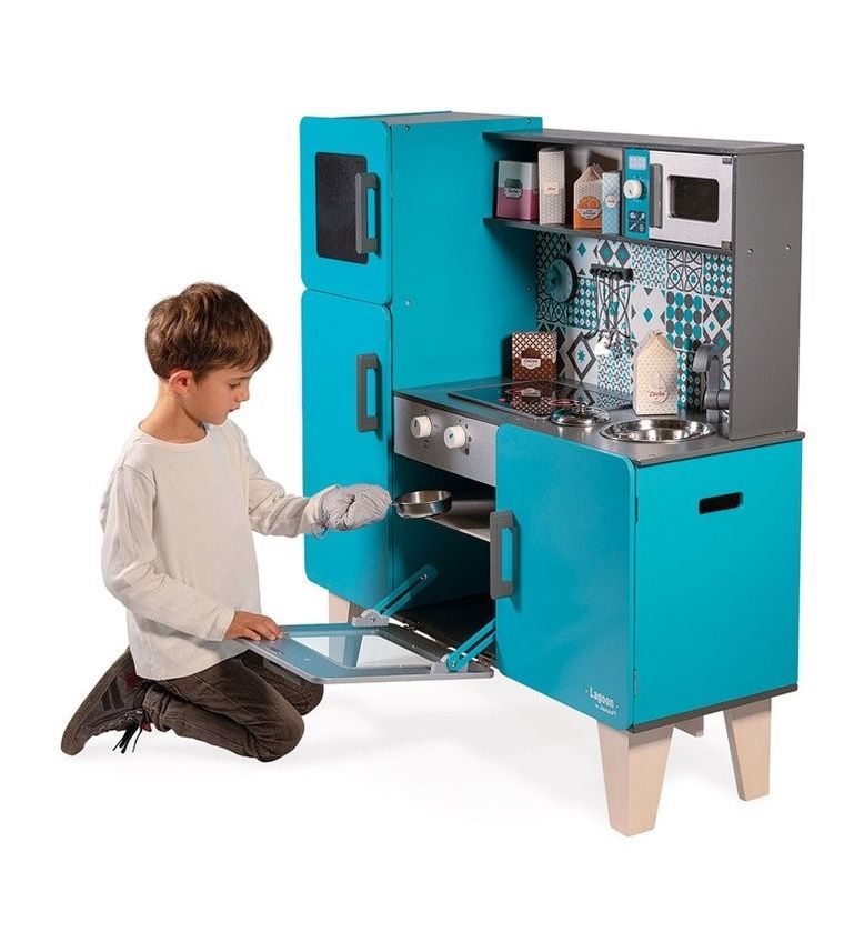 Janod, Lagoon, kuchnia drewniana XL, z dźwiękiem i 15 akcesoriami