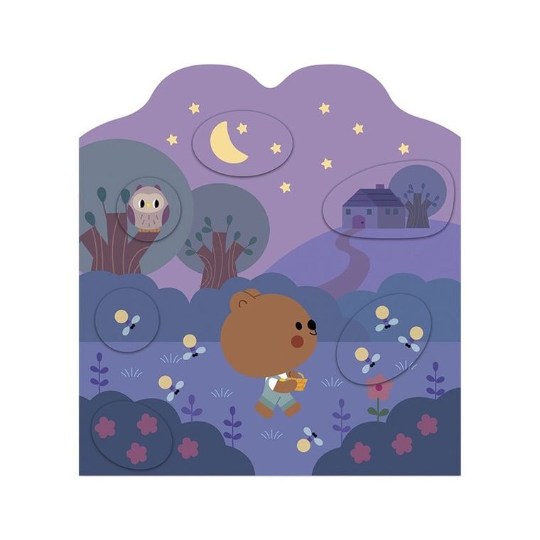 Janod, Las, książeczka do wyklejania, z naklejkami