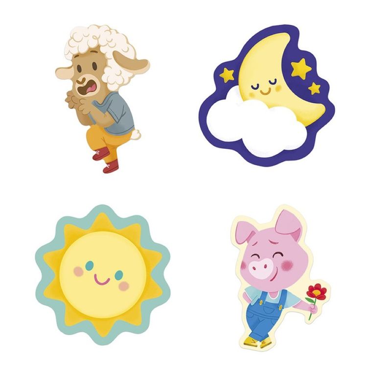 Janod, naklejki, emocje, 100 szt.