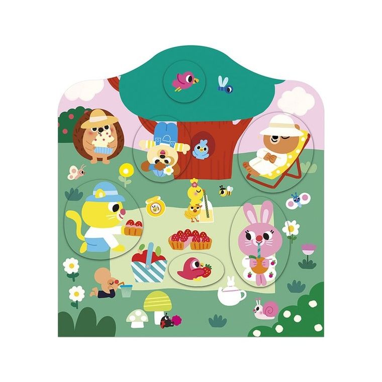 Janod, Ogród, książeczka do wyklejania, z naklejkami