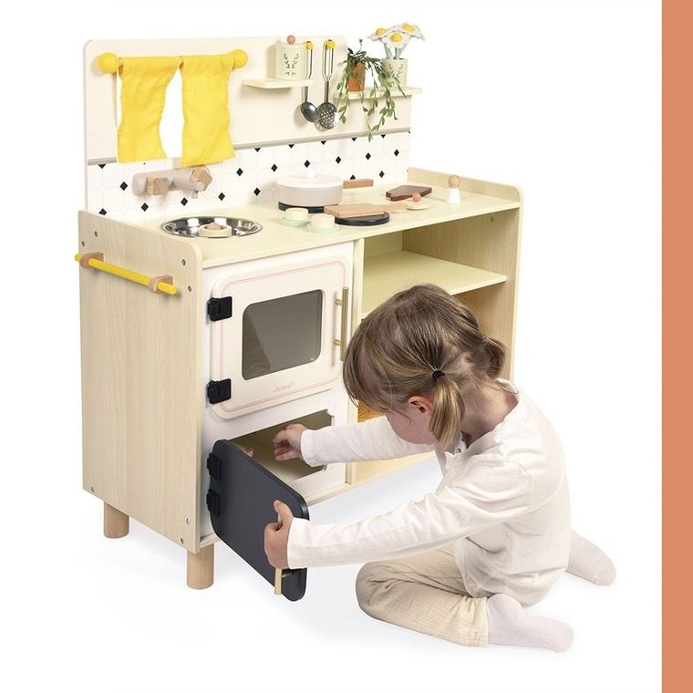 Janod, Shiny Grandma, drewniana kuchnia z 19 akcesoriami