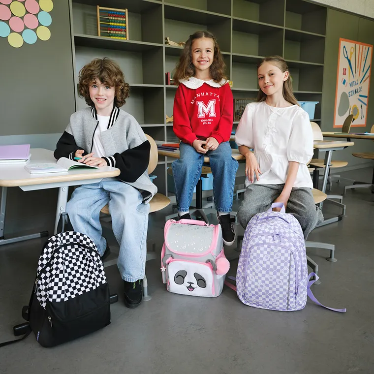 Kayokki, plecak szkolny, 1-komorowy, Szachownica, czarno-biała