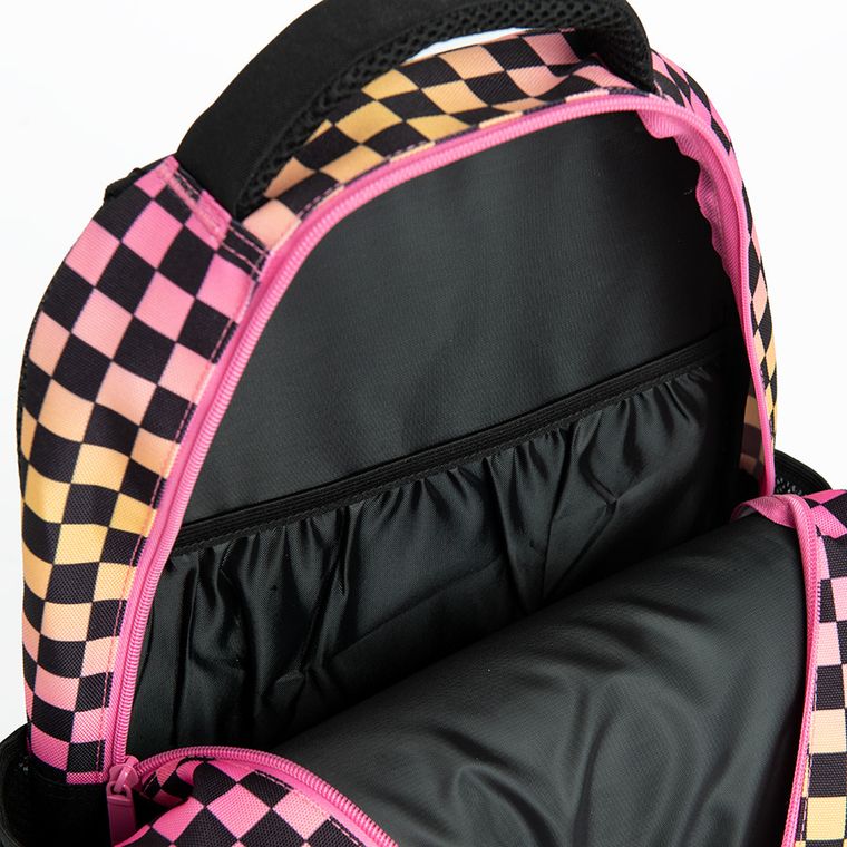 Kayokki, plecak szkolny, 2-komorowy, Szachownica różowo-pomarańczowa