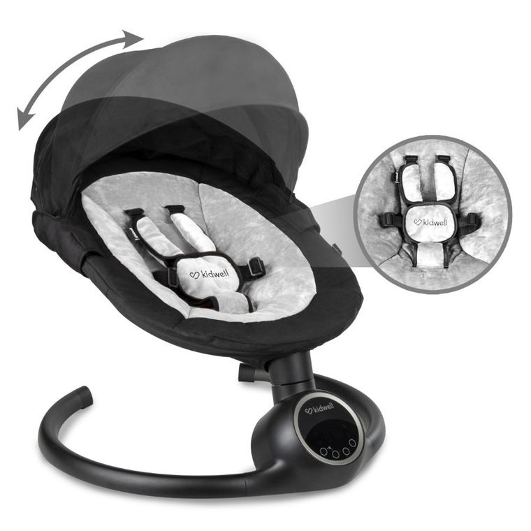 Kidwell, Reve, bujaczek, leżaczek elektryczny, 2w1, czarno-srebrny