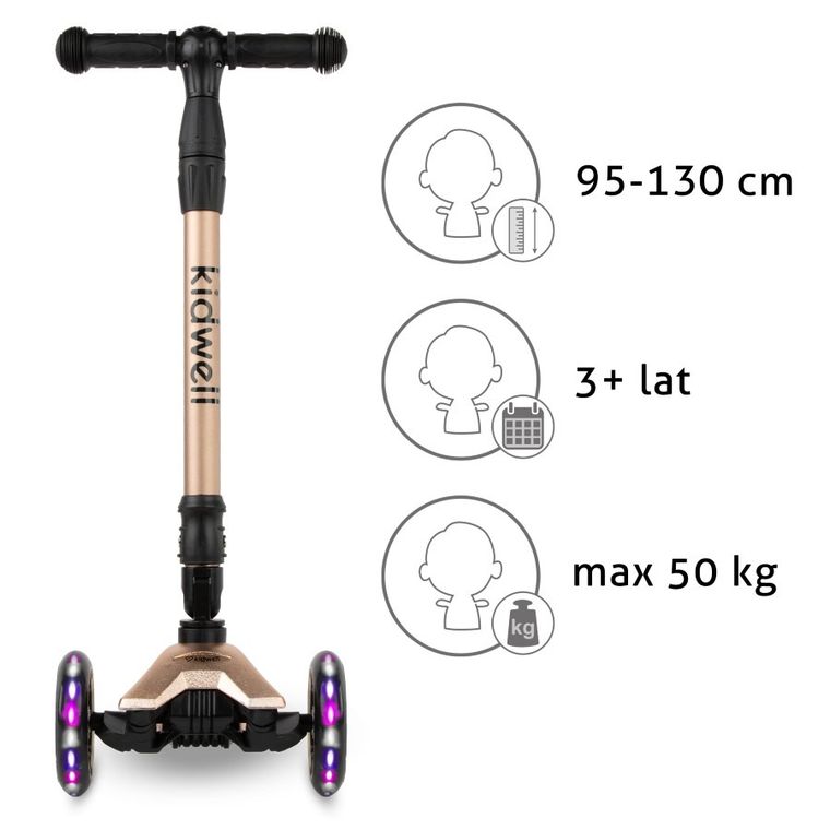 Kidwell, Vento, hulajnoga 3-kołowa, balansowa, złota