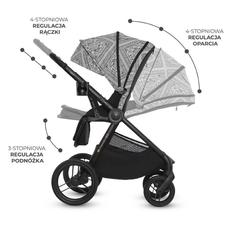 Kinderkraft, Bizuu, Nea 2, wózek wielofunkcyjny 2w1, Lunar Black