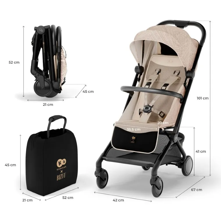 Kinderkraft, Bizuu, Pilot 2, wózek spacerowy, kabinowy, Dune Whisper