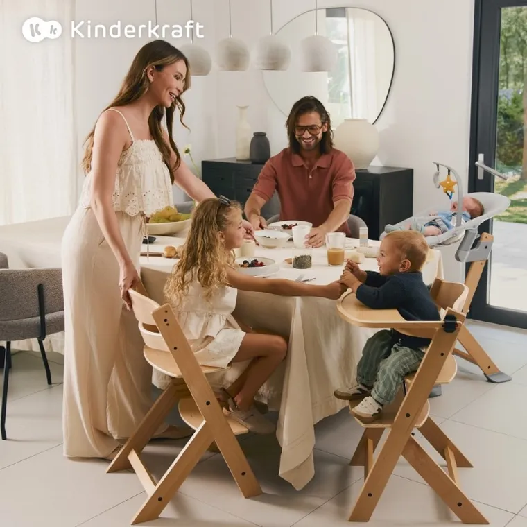 Kinderkraft, Enock, krzesełko do karmienia + bujaczek, Calmee, Grey