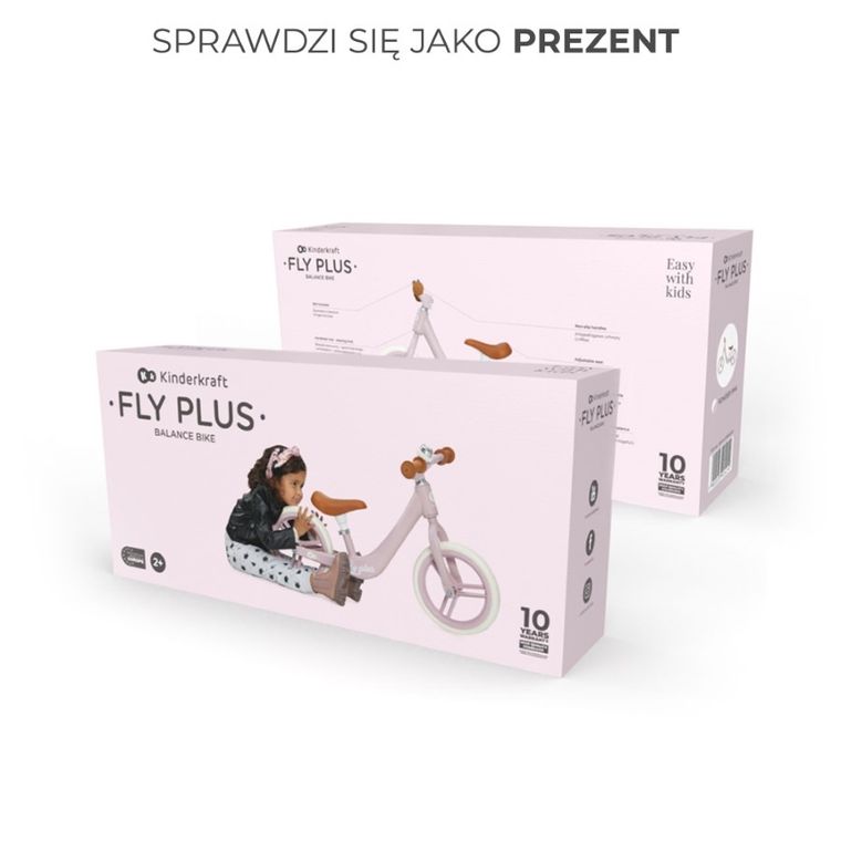 Kinderkraft, Fly Plus, rowerek biegowy, powder pink
