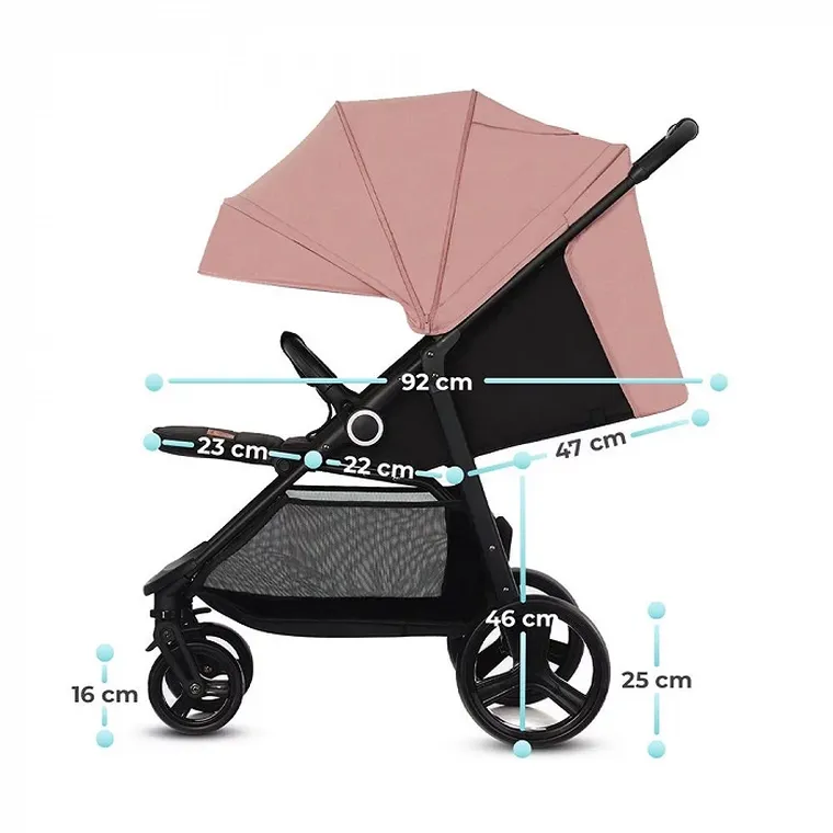 Kinderkraft, Grande Plus, wózek spacerowy, Pink, 22 kg