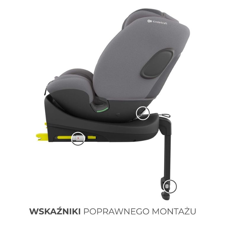 Kinderkraft, I-Fix, fotelik samochodowy, 61-150 cm, grey