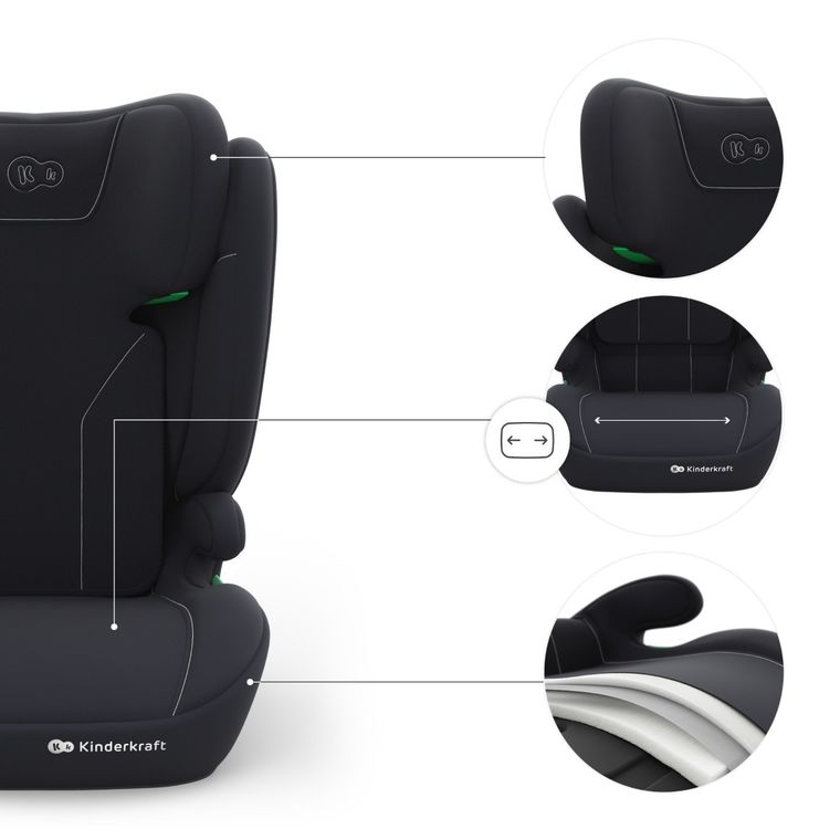 Kinderkraft, I-Spark 2 Plus, i-Size, fotelik samochodowy, black, 100-150 cm
