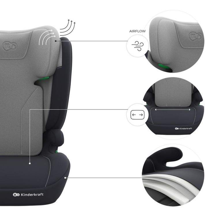 Kinderkraft, I-Spark 2 Plus, i-Size, fotelik samochodowy, grey, 100-150 cm